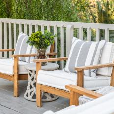 Outdoor Armchairs With Gray Pillows