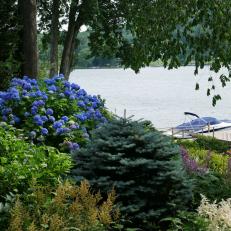 Garden and Lake View With Boat