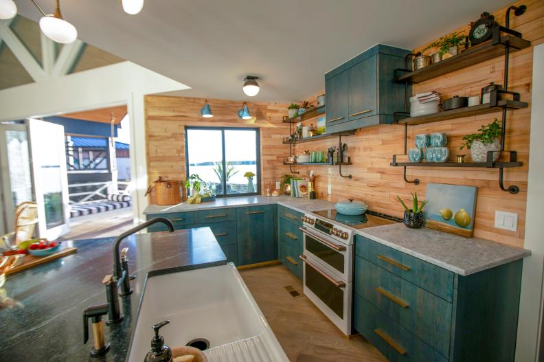 A modern flair to a 70's era home's kitchen.