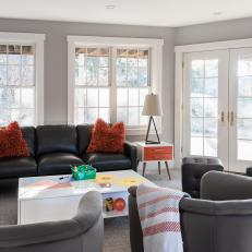 Transitional Living Room With Wall Of Windows