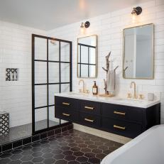 Black and White Modern Double Vanity Bathroom