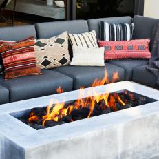 Gray Outdoor Sectional and Fire Pit