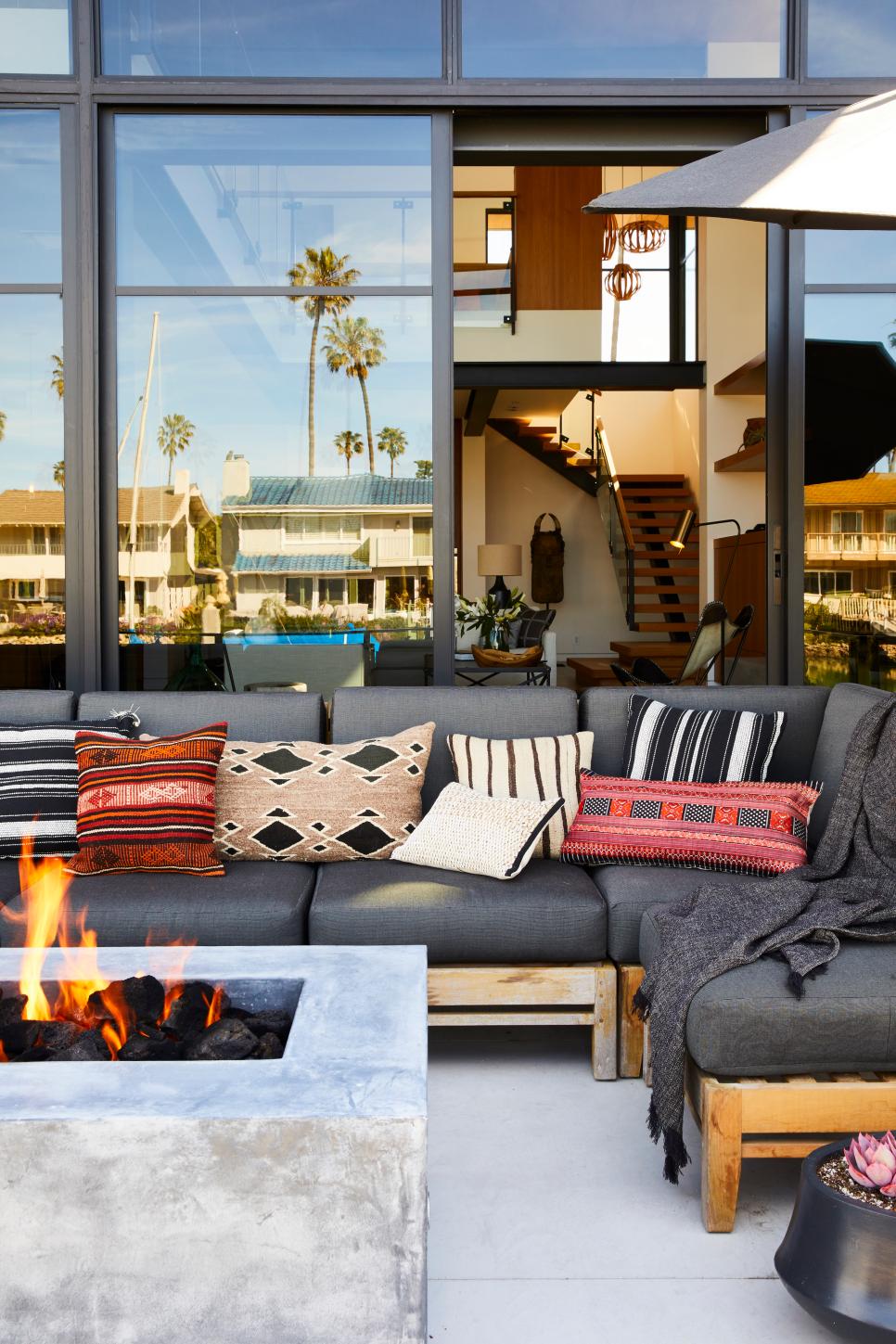 Gray Outdoor Sectional With Mixed Pillows HGTV