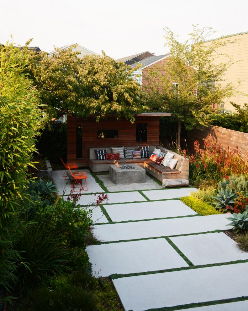 Backyard With Concrete Pavers