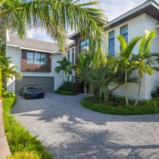 Gravel Driveway With Palms