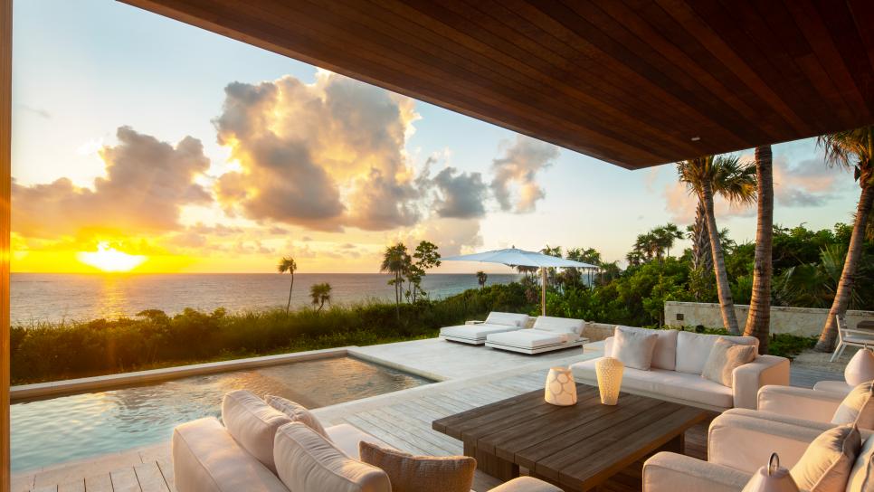 Oceanfront Patio With Sunset View