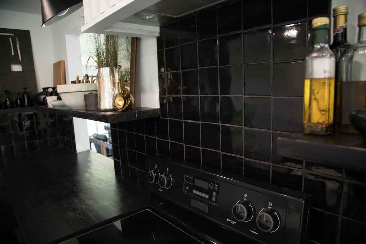Modern Black Kitchen With Black Butcher Block Countertops Hgtv