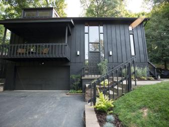 Black Home Exterior with Black Garage Door 