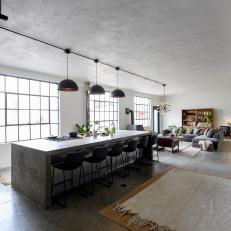 Urban Gray Kitchen with Black Chairs 