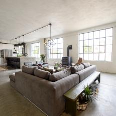 Neutral Urban Living Room with Gray Sectional 