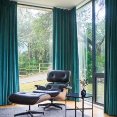 Sitting Area With Green Curtains
