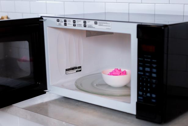 Bowl Of Peeps Candy Placed Inside Microwave