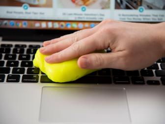 cleaning a keyboard with slime