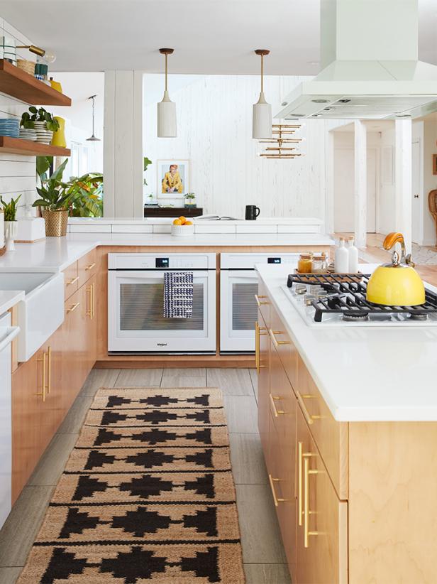 This the after picture of a kitchen, featured in HGTV Magazine, that got a bright makeover that made the space look a whole lot younger.