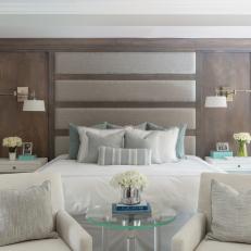 Contemporary Master Bedroom with Floor to Ceiling Headboard