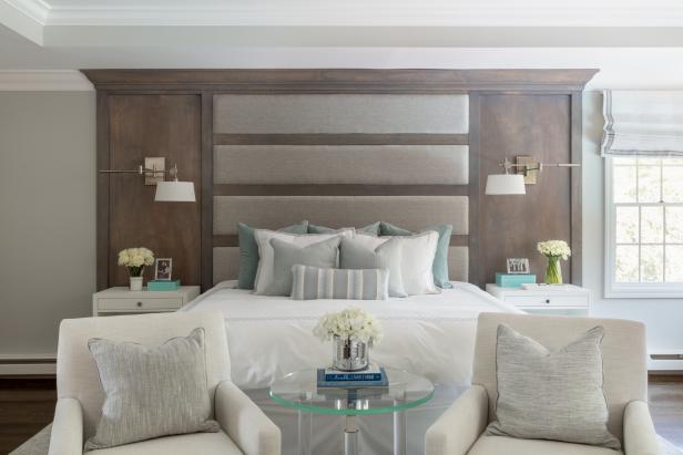 Contemporary Master Bedroom With Floor To Ceiling Headboard