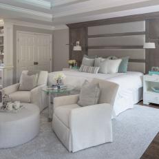 Neutral Master Bedroom with Sitting Area and Reading Nook