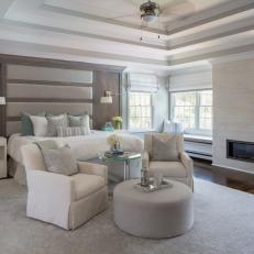 Contemporary Neutral Master Bedroom with Sitting Area