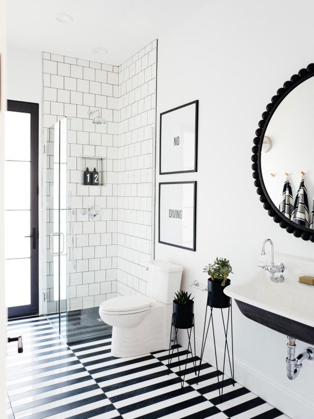 White And Black Bathroom Tile Ideas Everything Bathroom