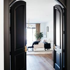 Master Bedroom With Black Doors