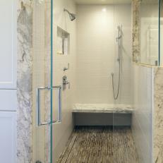 Master Bathroom Glass and Marble Shower