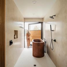 Modern Master Bathroom Shower and Tub