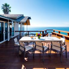 Oceanfront Deck and Outdoor Dining Table