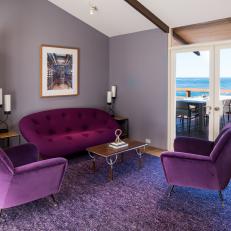 Purple Contemporary Sitting Room and Ocean View