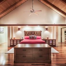 Tropical Bedroom With Vaulted Ceiling