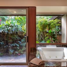 Spa Bathroom With Plant View