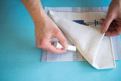 Tea Towels/ Embroidery/ Initial/ H / Green / Blue / Small Hand