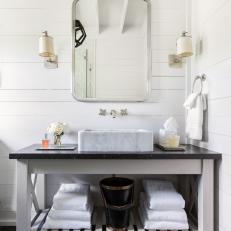 White Rustic Bathroom With Shiplapped Walls