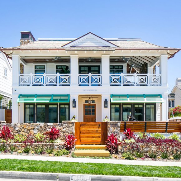 Beach House With Blue Awnings