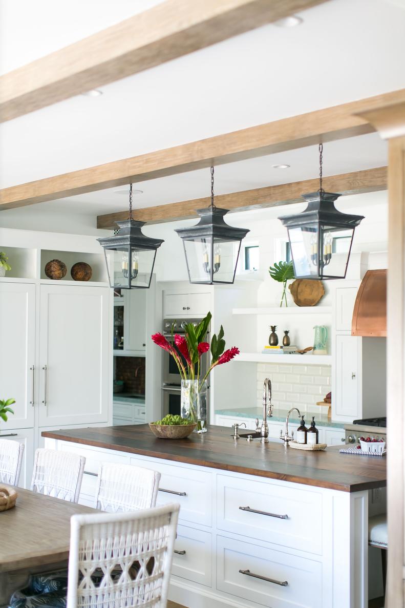 Kitchen With Lantern Pendants