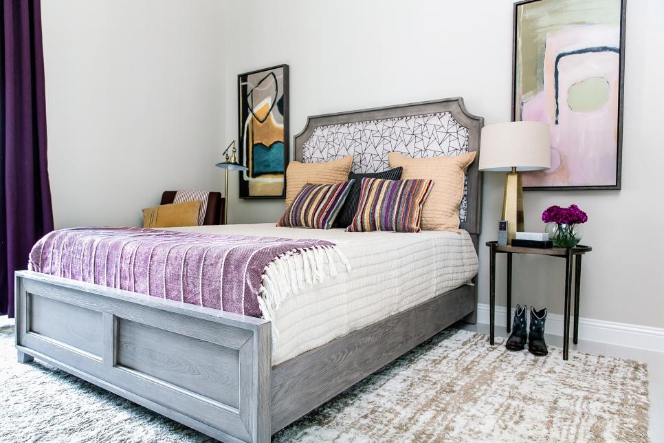 Guest Bedroom With Purple Throw