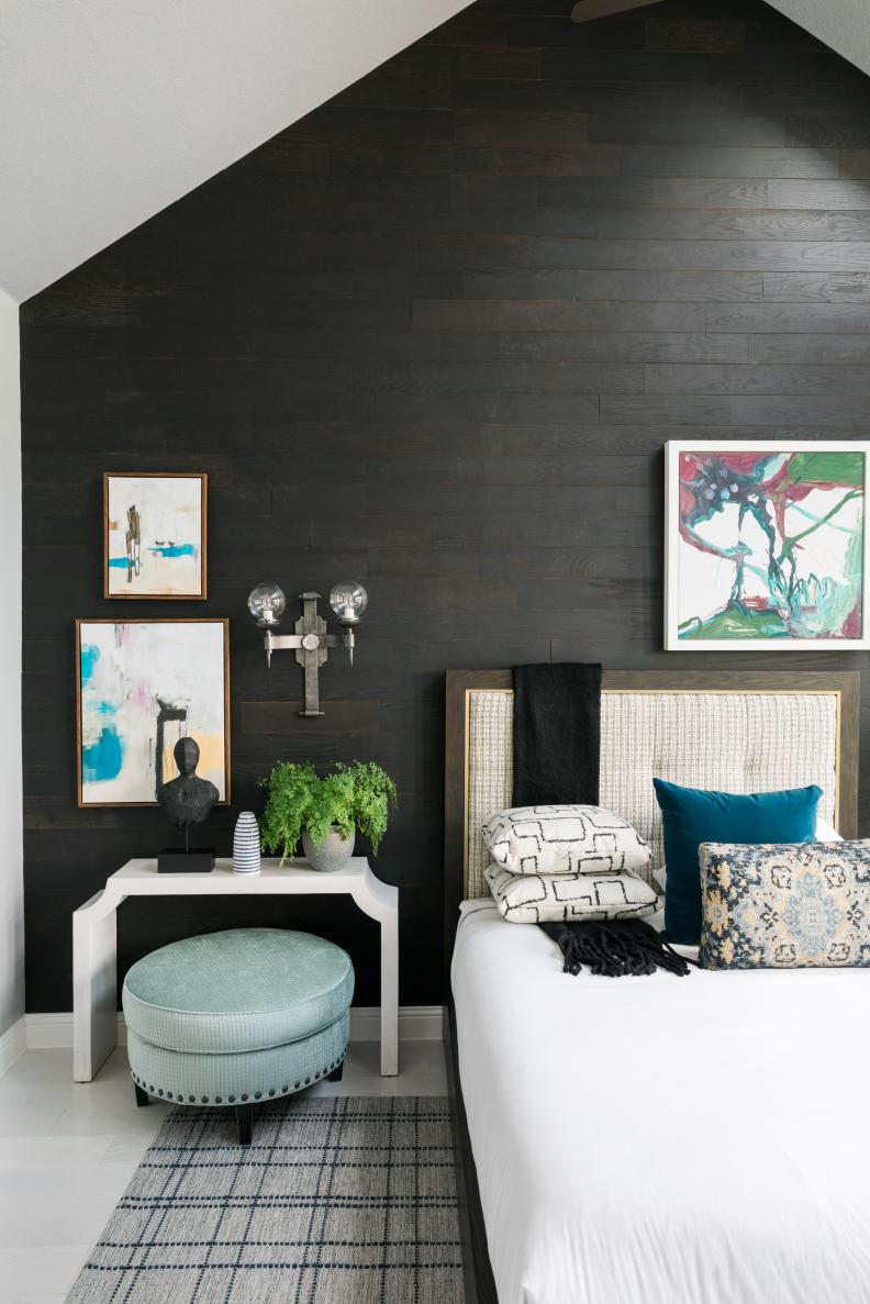 Master Bedroom With Dark Accent Wall