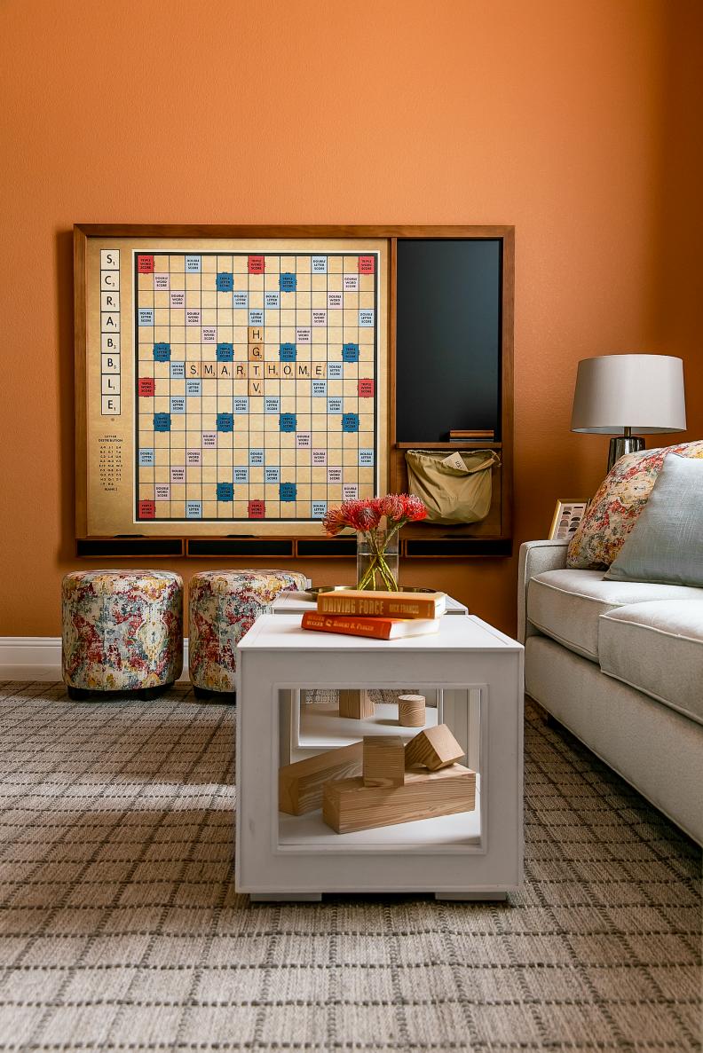Orange Playroom With Scrabble Art
