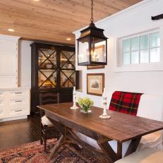 Country-Style Breakfast Nook Complete With Lantern Pendant Light
