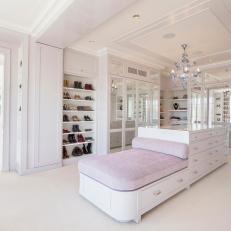 White, Transitional Closet with Specialized Storage
