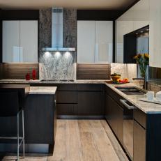 Modern Condo Kitchen with High Gloss White Cabinets 