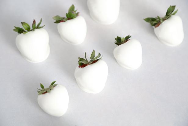 These white chocolate covered strawberries are ready for a fancy design.