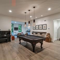 Game Room With Black Pool Table