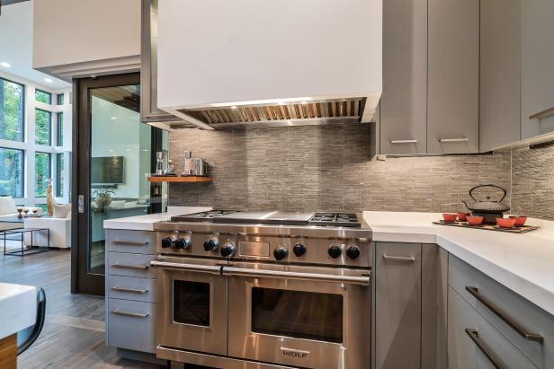 Kitchen With Gray Tile Backsplash | HGTV