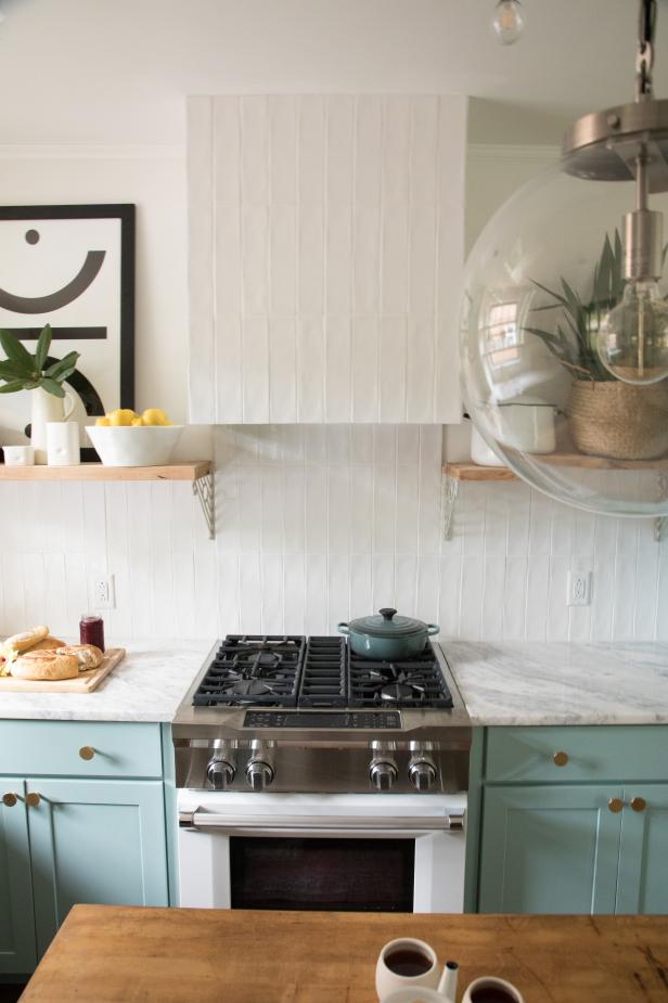 Rustic White Kitchen with Blue Cabinets | HGTV