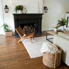 Rustic Neutral Living Room with Black Fireplace