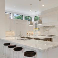 State-of-the-Art Chef's Kitchen Includes Peninsula With Acrylic Barstools