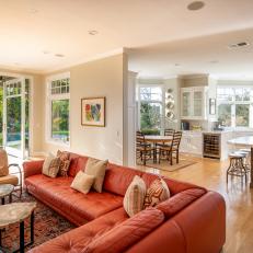 Sunlight-Filled Family Room, Kitchen Enjoy Views of Pool, Lush Grounds