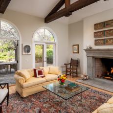 French Doors Link Living Room to Back Patio in California Home