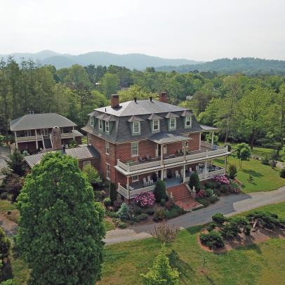 Aerial View Of Historic Asheville Mansion