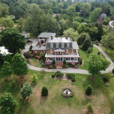 Aerial View Of Historic Colonial Mansion